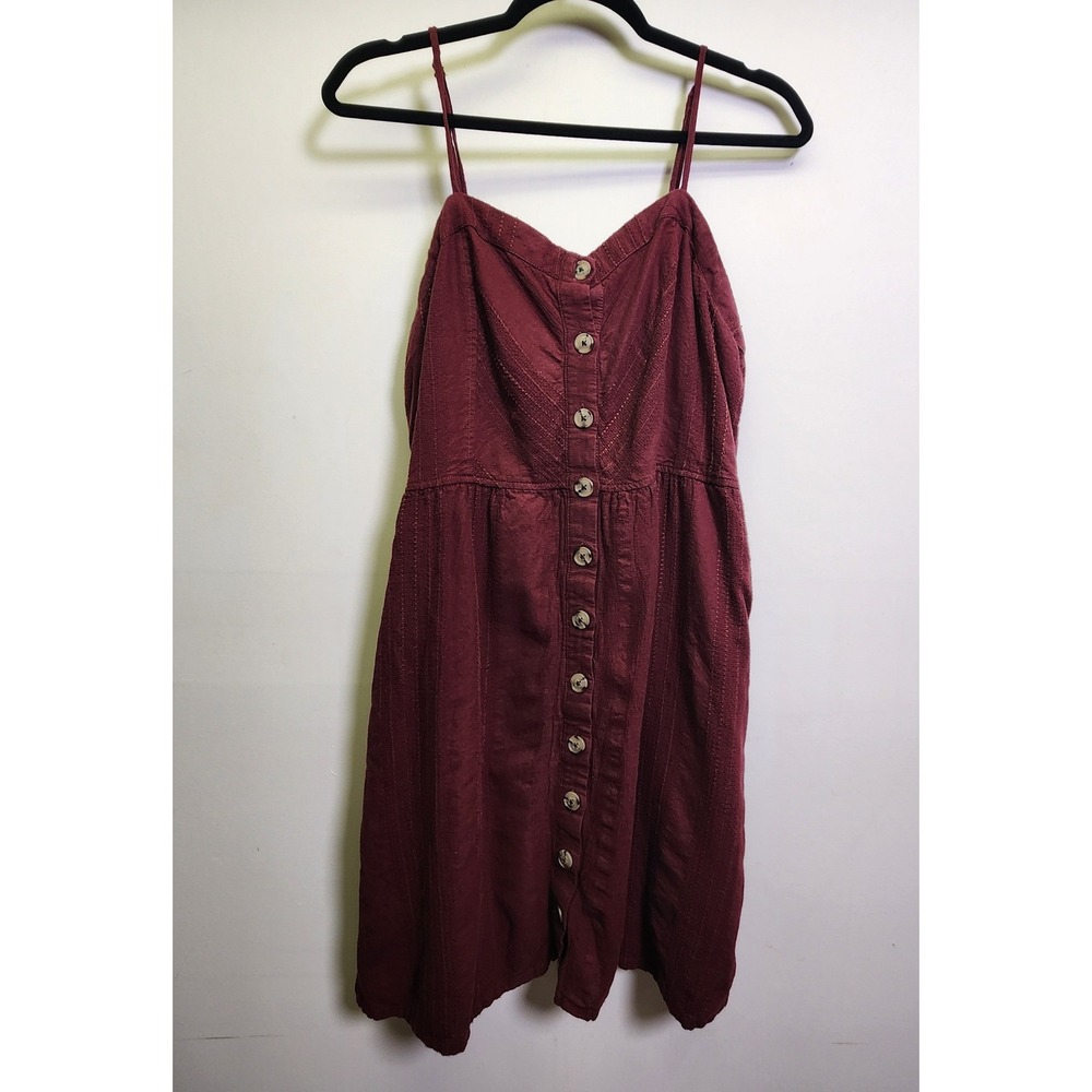Universal Thread Cotton Linen Blend Button Front Dress XXL Above Knee Adjustable